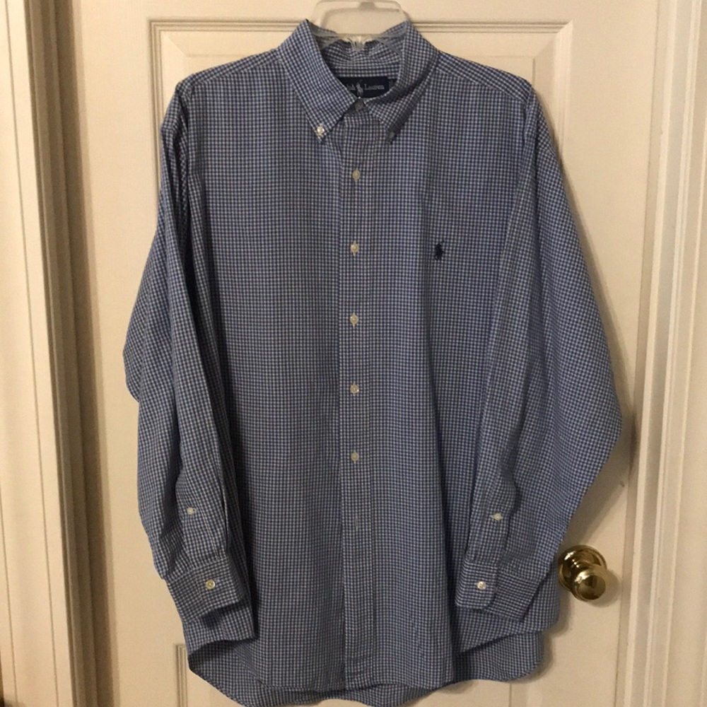 RALPH LAUREN POLO LS Sz 16.5 32/33 sleeve 100% Yarmouth cotton.